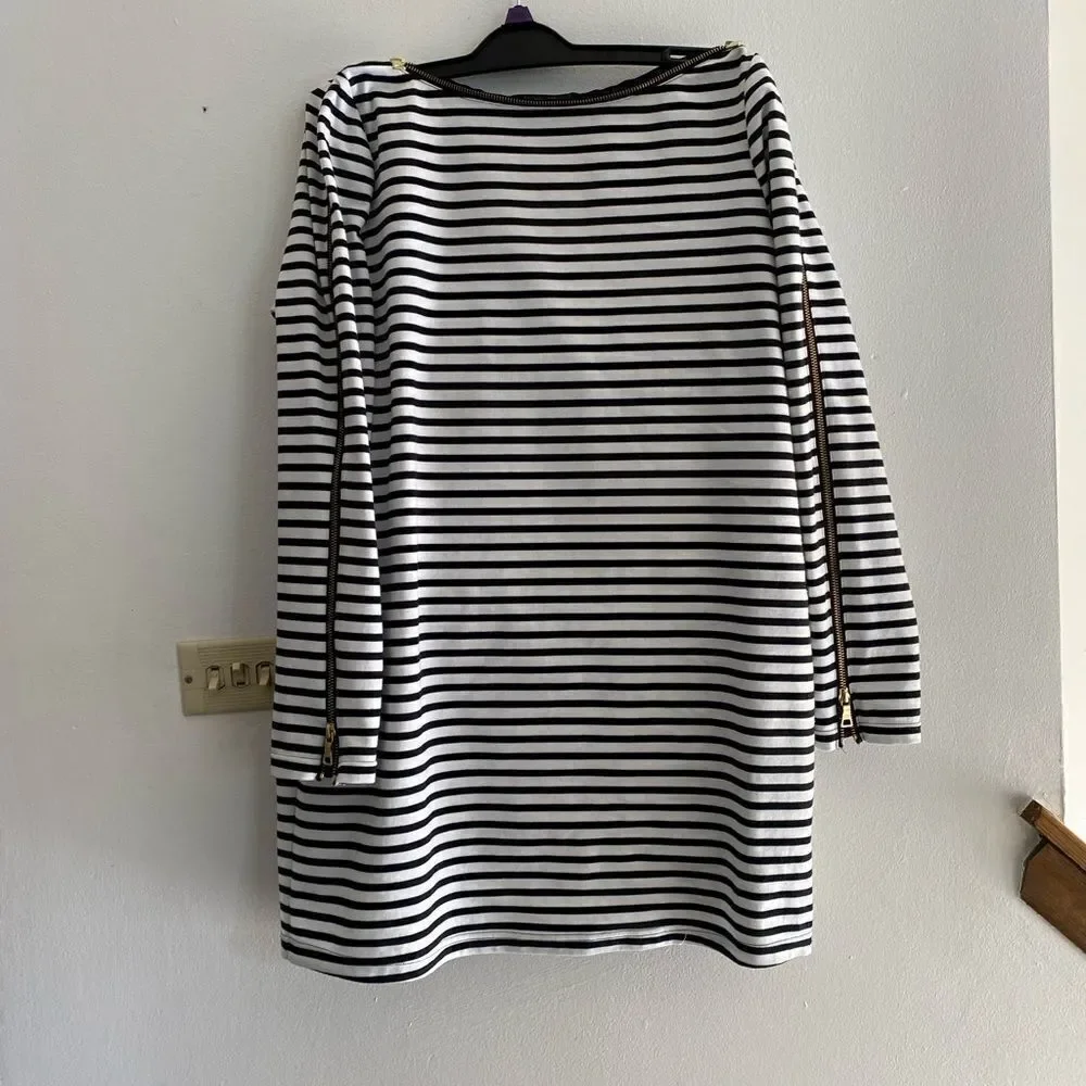 Rachel Zoe Pea in the Pod Maternity Stripe Dress Large Black White